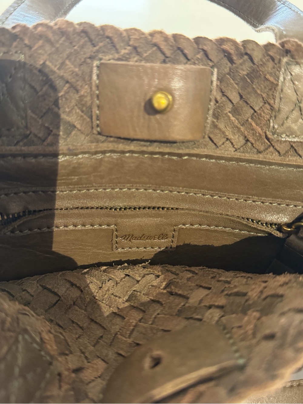 MADEWELL Small Transport Crossbody Woven Leather Edition Bag- Brown - Picture 4 of 5